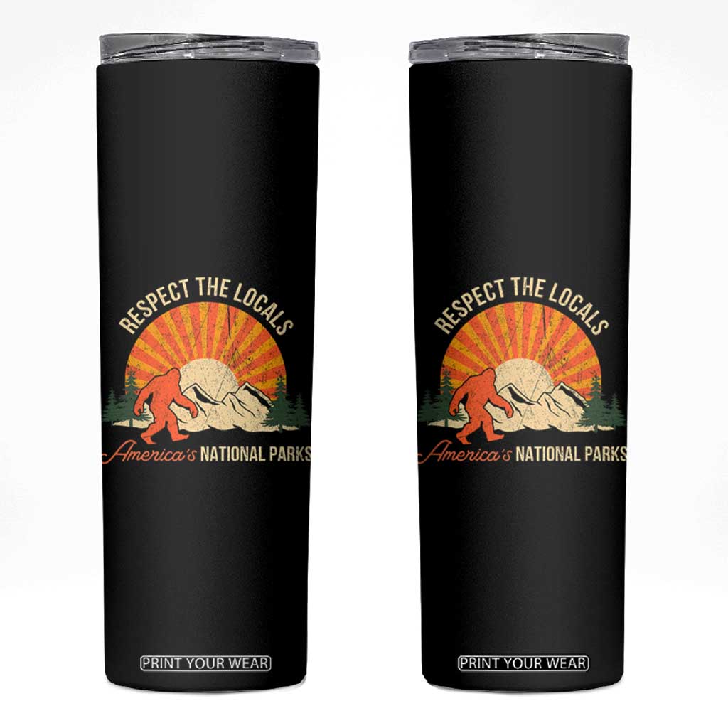 Respect The Locals Skinny Tumbler America's National Parks Vintage Bigfoot TS02 Black Print Your Wear