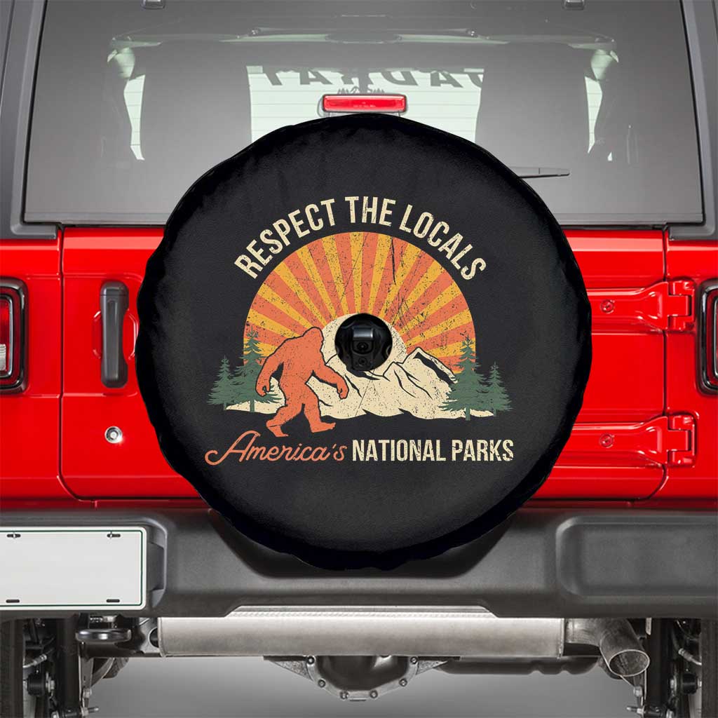 Respect The Locals Spare Tire Cover America's National Parks Vintage Bigfoot TS02 Black Print Your Wear
