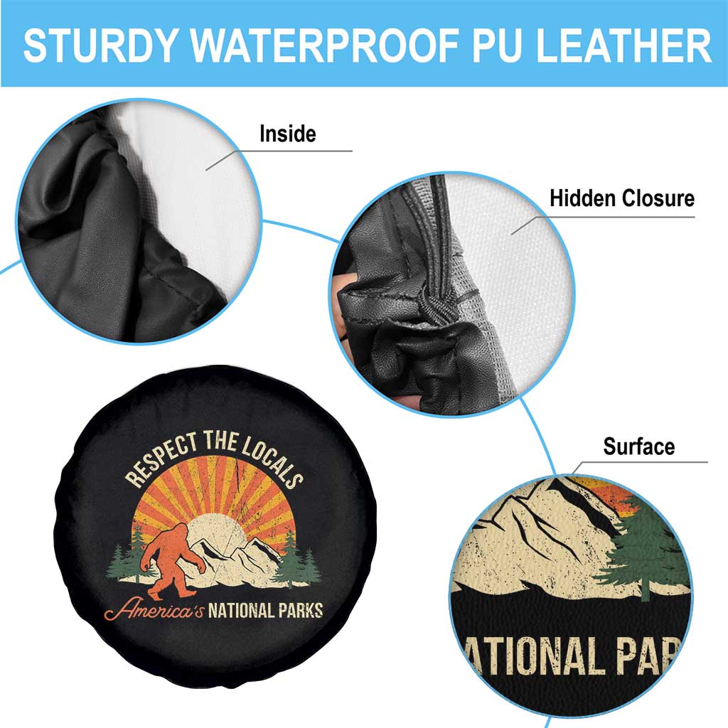 Respect The Locals Spare Tire Cover America's National Parks Vintage Bigfoot TS02 Print Your Wear