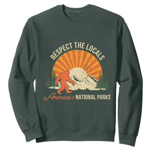 Respect The Locals Sweatshirt America's National Parks Vintage Bigfoot TS02 Dark Forest Green Print Your Wear