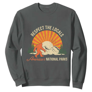 Respect The Locals Sweatshirt America's National Parks Vintage Bigfoot TS02 Dark Heather Print Your Wear