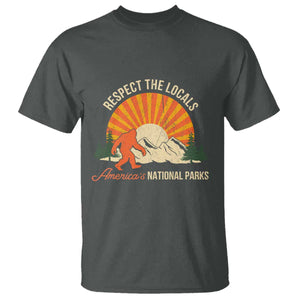 Respect The Locals T Shirt America's National Parks Vintage Bigfoot TS02 Dark Heather Print Your Wear