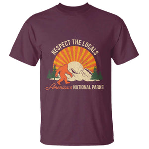 Respect The Locals T Shirt America's National Parks Vintage Bigfoot TS02 Maroon Print Your Wear