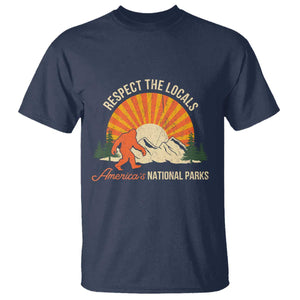 Respect The Locals T Shirt America's National Parks Vintage Bigfoot TS02 Navy Print Your Wear