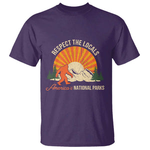 Respect The Locals T Shirt America's National Parks Vintage Bigfoot TS02 Purple Print Your Wear