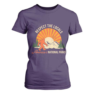 Respect The Locals T Shirt For Women America's National Parks Vintage Bigfoot TS02 Purple Print Your Wear