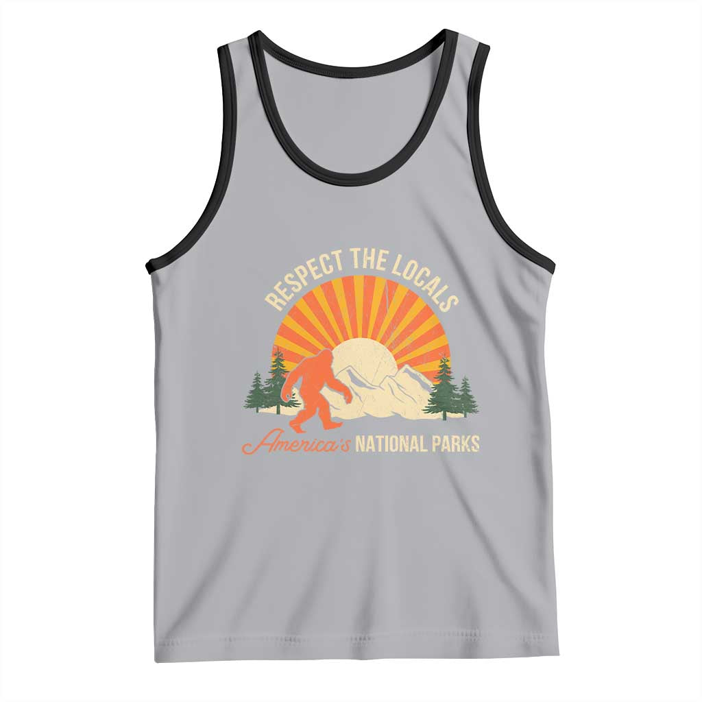 Respect The Locals Tank Top America's National Parks Vintage Bigfoot TS02 Athletic Heather Black Print Your Wear