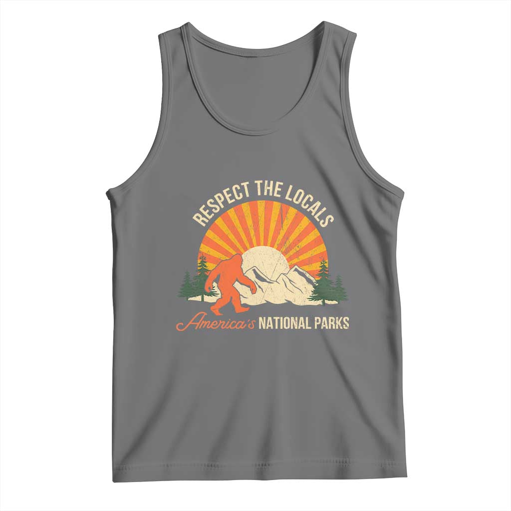 Respect The Locals Tank Top America's National Parks Vintage Bigfoot TS02 Black Heather Print Your Wear