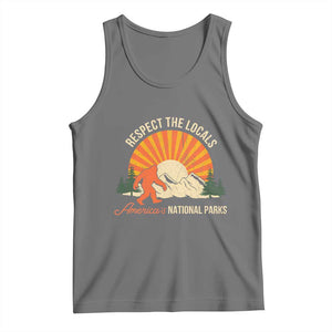 Respect The Locals Tank Top America's National Parks Vintage Bigfoot TS02 Black Heather Print Your Wear
