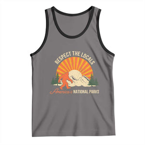 Respect The Locals Tank Top America's National Parks Vintage Bigfoot TS02 Deep Heather Black Print Your Wear