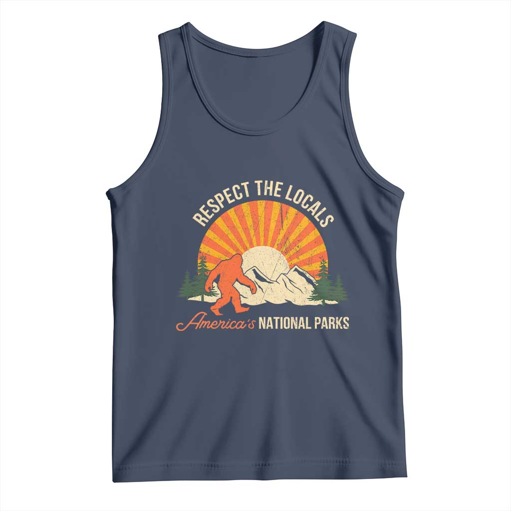 Respect The Locals Tank Top America's National Parks Vintage Bigfoot TS02 Navy Print Your Wear