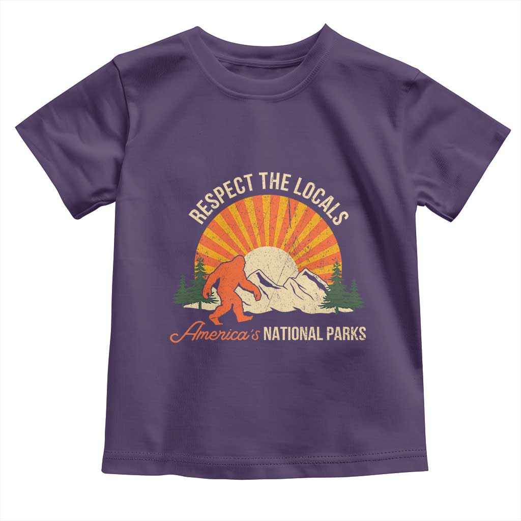 Respect The Locals Toddler T Shirt America's National Parks Vintage Bigfoot TS02 Purple Print Your Wear