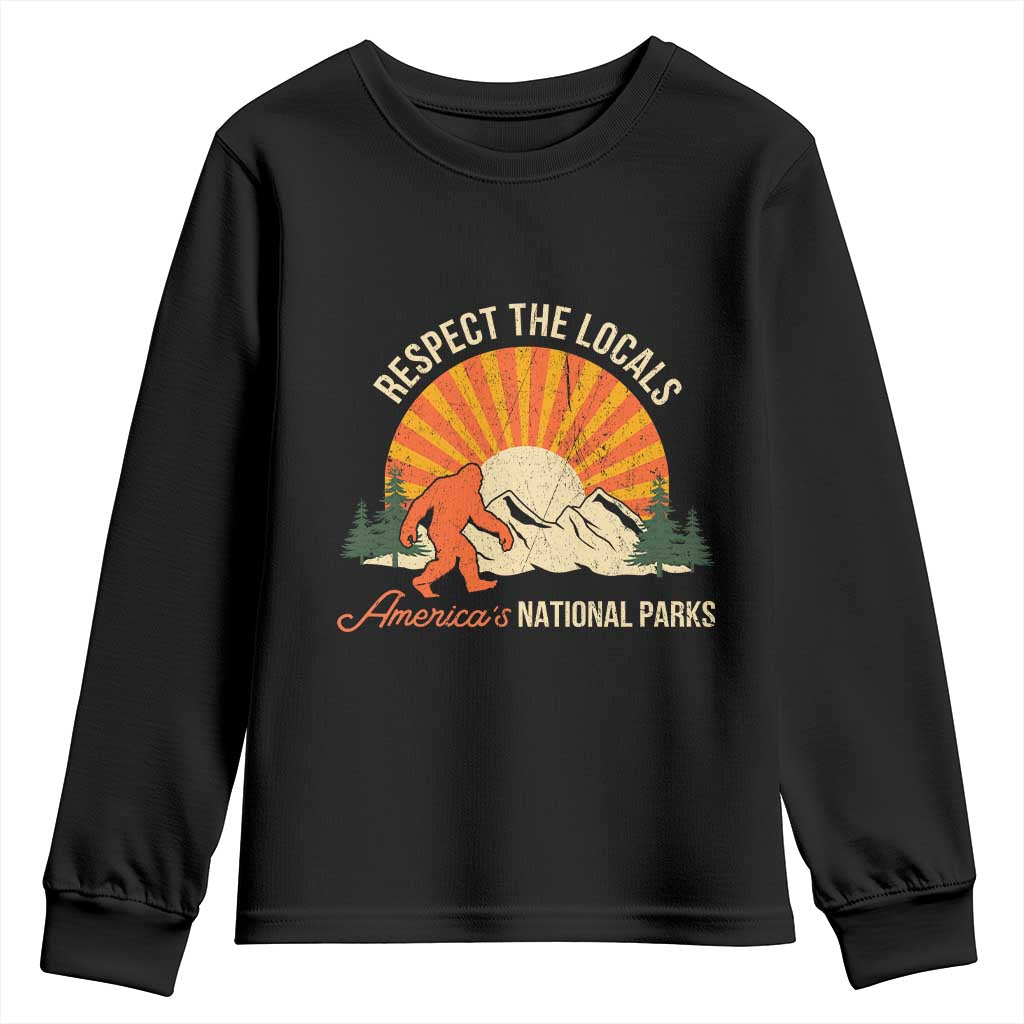 Respect The Locals Youth Sweatshirt America's National Parks Vintage Bigfoot TS02 Black Print Your Wear