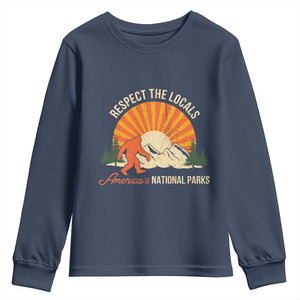 Respect The Locals Youth Sweatshirt America's National Parks Vintage Bigfoot TS02 Navy Print Your Wear