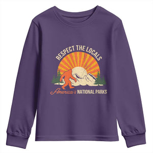Respect The Locals Youth Sweatshirt America's National Parks Vintage Bigfoot TS02 Purple Print Your Wear