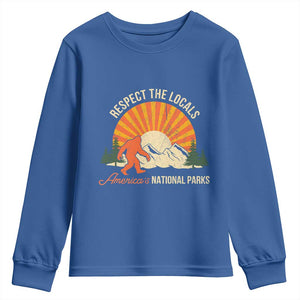 Respect The Locals Youth Sweatshirt America's National Parks Vintage Bigfoot TS02 Royal Blue Print Your Wear
