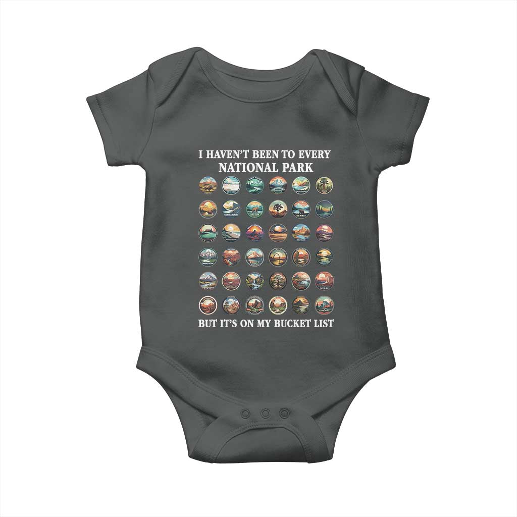 National Parks Bucket List Baby Onesie I Haven't Been To Wishlist TS02 Dark Heather Print Your Wear