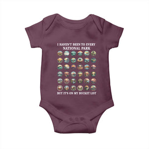 National Parks Bucket List Baby Onesie I Haven't Been To Wishlist TS02 Maroon Print Your Wear
