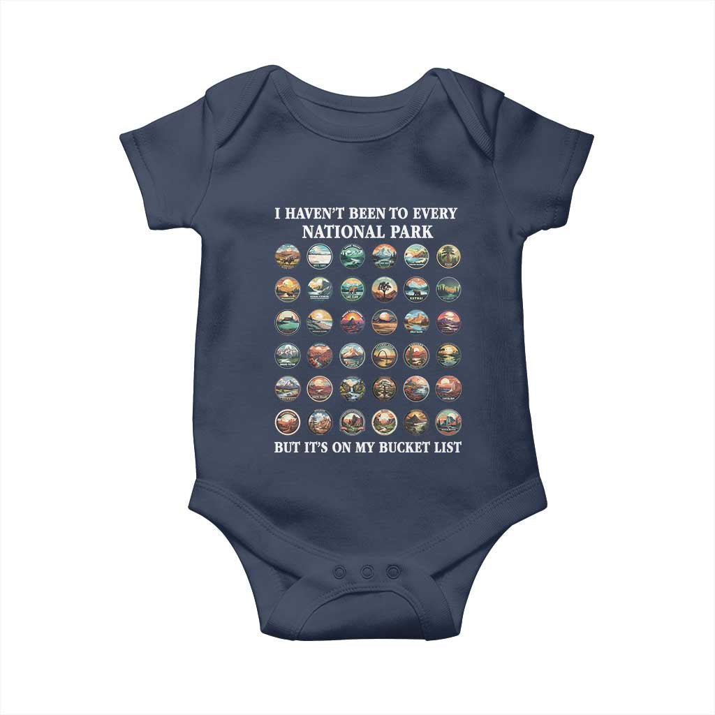 National Parks Bucket List Baby Onesie I Haven't Been To Wishlist TS02 Navy Print Your Wear