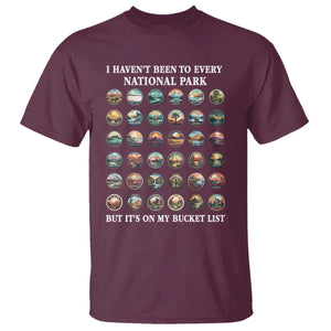 National Parks Bucket List T Shirt I Haven't Been To Wishlist TS02 Maroon Print Your Wear