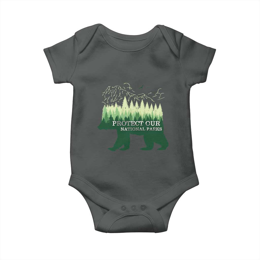 Protect Our Parks National Park Baby Onesie Bear Hiking Nature TS02 Dark Heather Print Your Wear