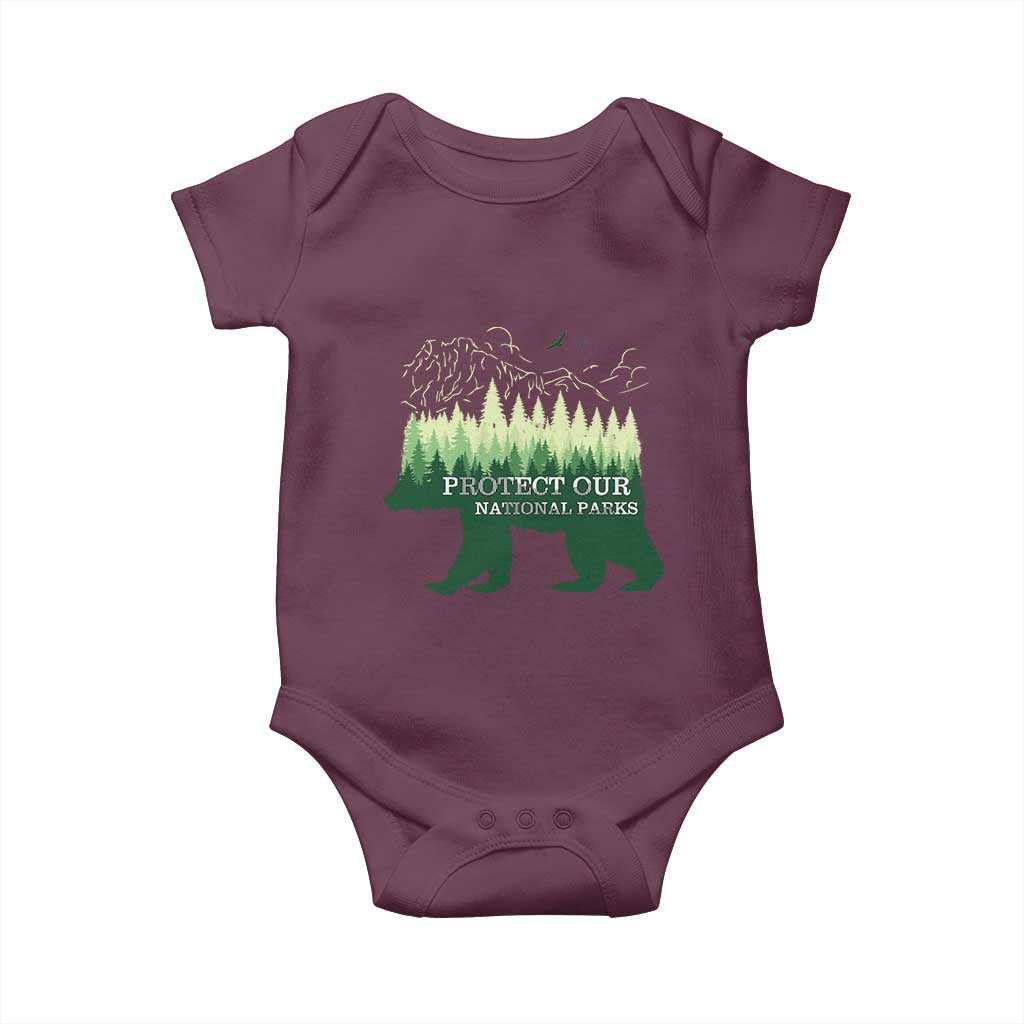 Protect Our Parks National Park Baby Onesie Bear Hiking Nature TS02 Maroon Print Your Wear