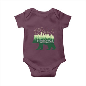 Protect Our Parks National Park Baby Onesie Bear Hiking Nature TS02 Maroon Print Your Wear