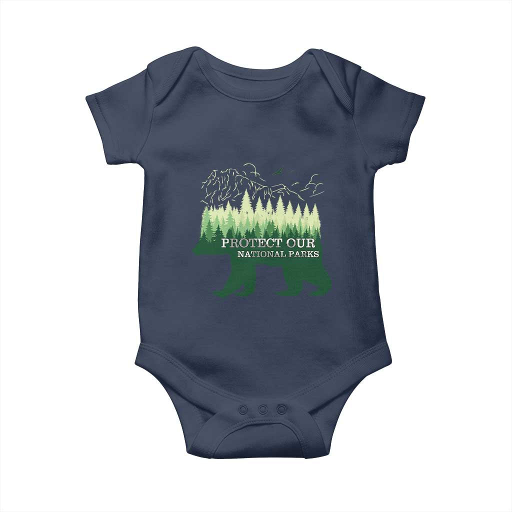 Protect Our Parks National Park Baby Onesie Bear Hiking Nature TS02 Navy Print Your Wear