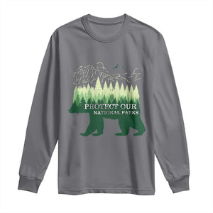 Protect Our Parks National Park Long Sleeve Shirt Bear Hiking Nature TS02 Charcoal Print Your Wear