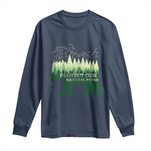 Protect Our Parks National Park Long Sleeve Shirt Bear Hiking Nature TS02 Navy Print Your Wear