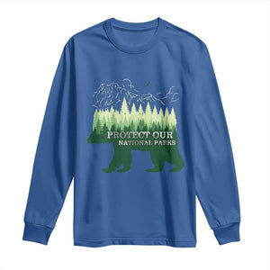 Protect Our Parks National Park Long Sleeve Shirt Bear Hiking Nature TS02 Royal Blue Print Your Wear