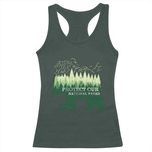 Protect Our Parks National Park Racerback Tank Top Bear Hiking Nature TS02 Dark Forest Green Print Your Wear