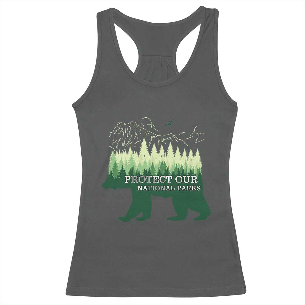 Protect Our Parks National Park Racerback Tank Top Bear Hiking Nature TS02 Dark Heather Print Your Wear