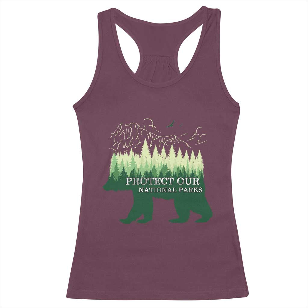 Protect Our Parks National Park Racerback Tank Top Bear Hiking Nature TS02 Maroon Print Your Wear