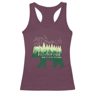 Protect Our Parks National Park Racerback Tank Top Bear Hiking Nature TS02 Maroon Print Your Wear