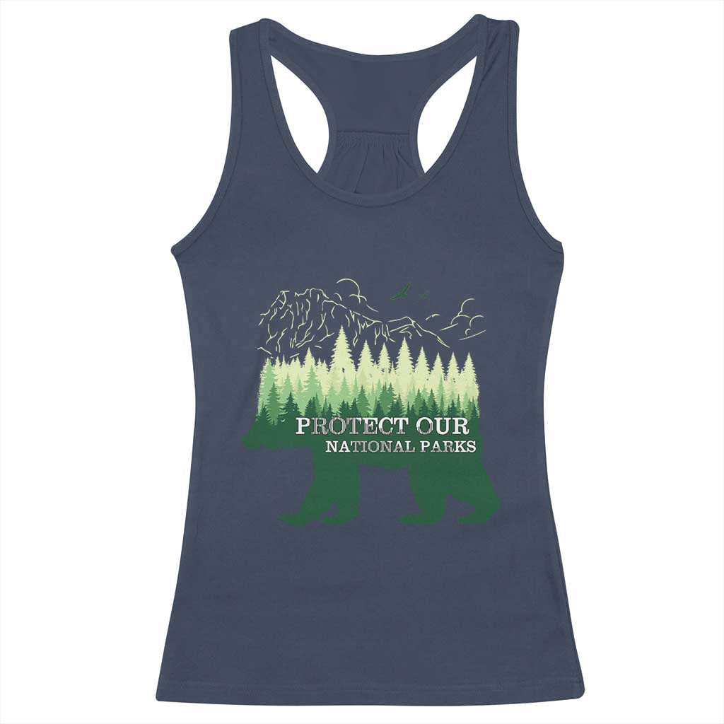 Protect Our Parks National Park Racerback Tank Top Bear Hiking Nature TS02 Navy Print Your Wear