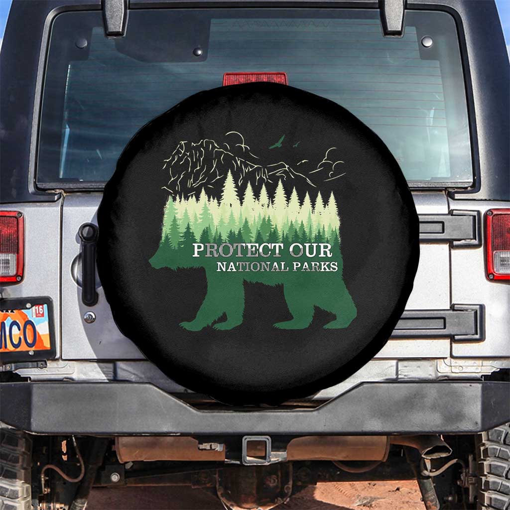 Protect Our Parks National Park Spare Tire Cover Bear Hiking Nature TS02 No hole Black Print Your Wear