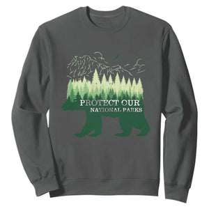 Protect Our Parks National Park Sweatshirt Bear Hiking Nature TS02 Dark Heather Print Your Wear