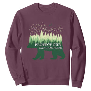 Protect Our Parks National Park Sweatshirt Bear Hiking Nature TS02 Maroon Print Your Wear
