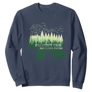 Protect Our Parks National Park Sweatshirt Bear Hiking Nature TS02 Navy Print Your Wear