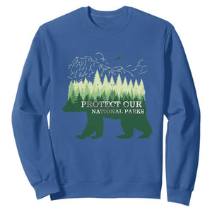 Protect Our Parks National Park Sweatshirt Bear Hiking Nature TS02 Royal Blue Print Your Wear