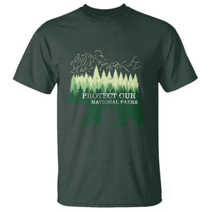 Protect Our Parks National Park T Shirt Bear Hiking Nature TS02 Dark Forest Green Print Your Wear
