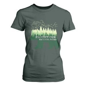 Protect Our Parks National Park T Shirt For Women Bear Hiking Nature TS02 Dark Forest Green Print Your Wear
