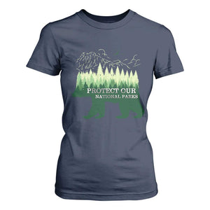 Protect Our Parks National Park T Shirt For Women Bear Hiking Nature TS02 Navy Print Your Wear