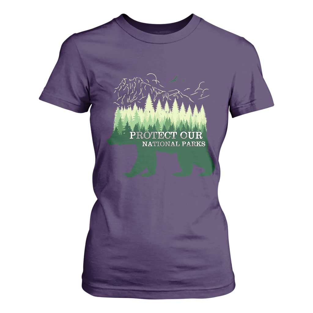 Protect Our Parks National Park T Shirt For Women Bear Hiking Nature TS02 Purple Print Your Wear