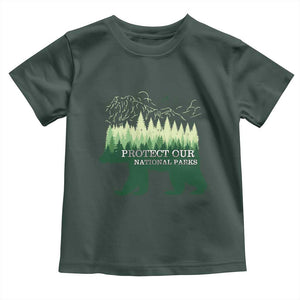 Protect Our Parks National Park Toddler T Shirt Bear Hiking Nature TS02 Dark Forest Green Print Your Wear