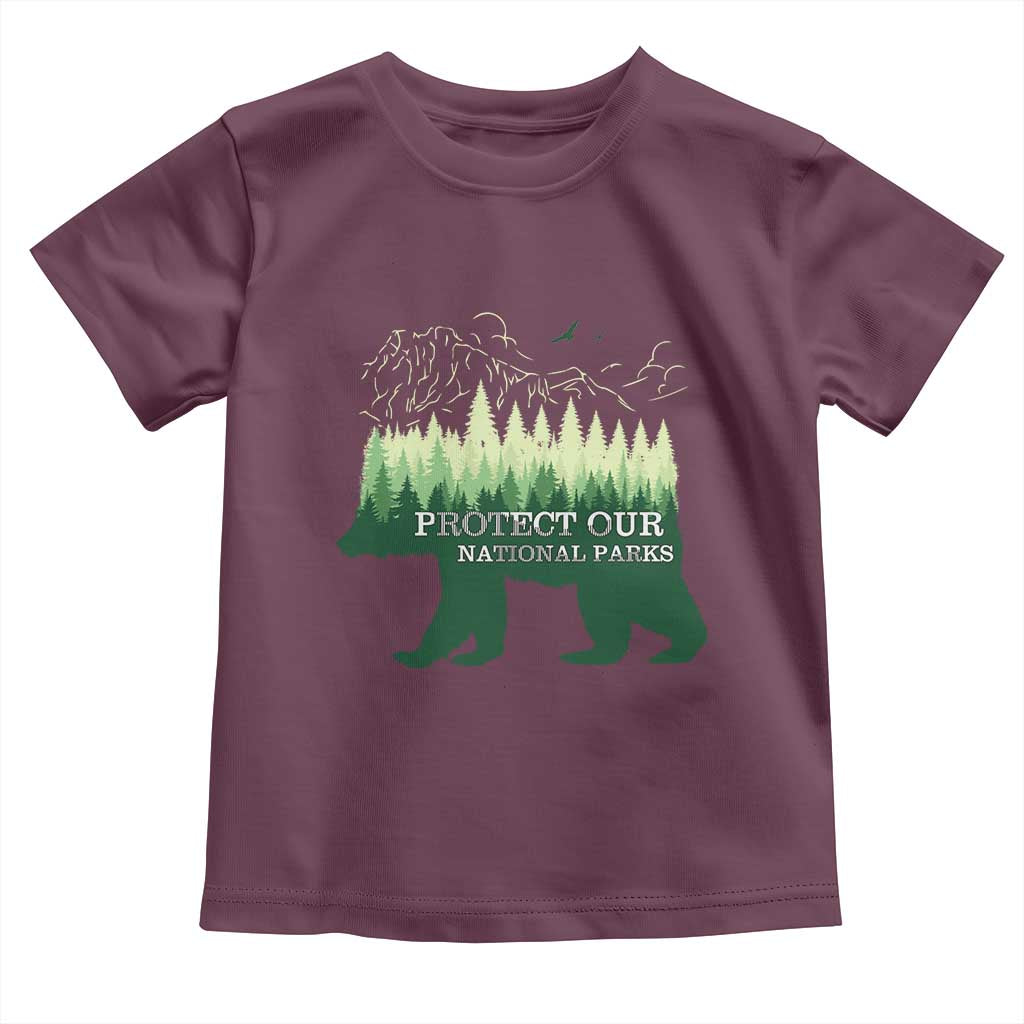 Protect Our Parks National Park Toddler T Shirt Bear Hiking Nature TS02 Maroon Print Your Wear