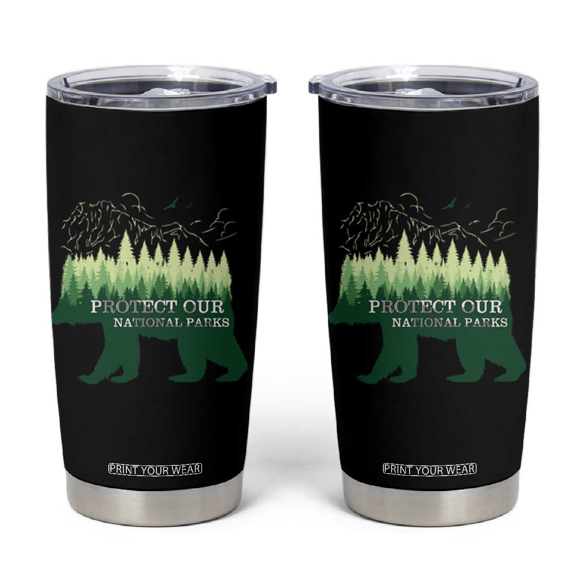 Protect Our Parks National Park Tumbler Cup Bear Hiking Nature TS02 Black Print Your Wear