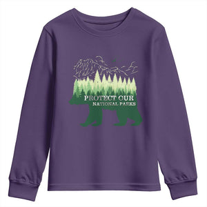 Protect Our Parks National Park Youth Sweatshirt Bear Hiking Nature TS02 Purple Print Your Wear
