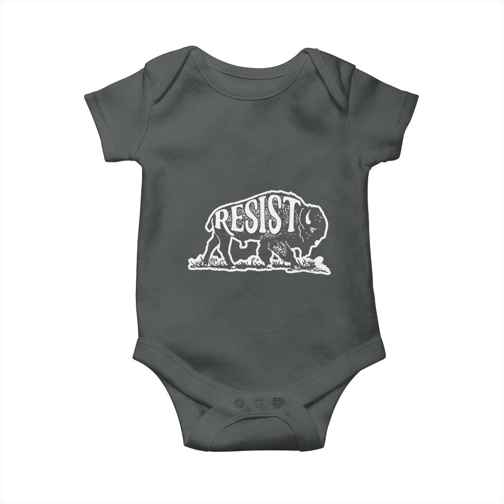 Protect Our National Parks Baby Onesie Bison Wildlife Resist TS02 Dark Heather Print Your Wear